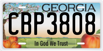 GA license plate CBP3808