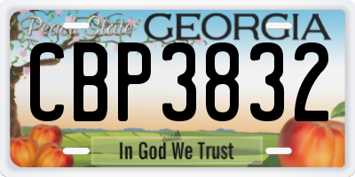 GA license plate CBP3832