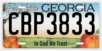 GA license plate CBP3833