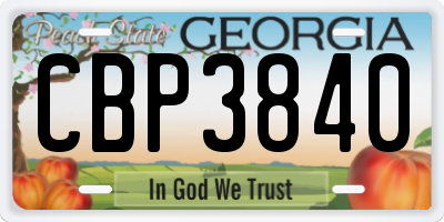GA license plate CBP3840