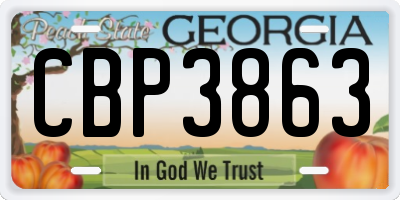 GA license plate CBP3863