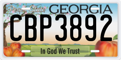 GA license plate CBP3892