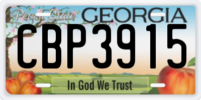 GA license plate CBP3915