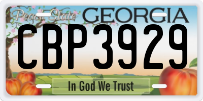 GA license plate CBP3929