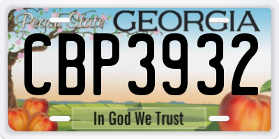 GA license plate CBP3932