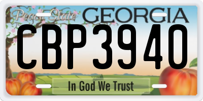 GA license plate CBP3940