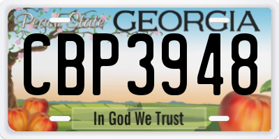 GA license plate CBP3948