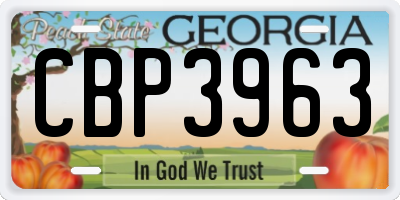 GA license plate CBP3963