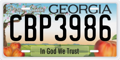 GA license plate CBP3986