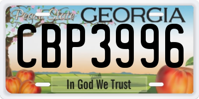 GA license plate CBP3996