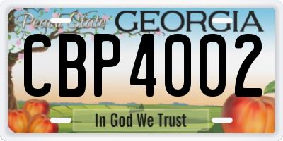 GA license plate CBP4002
