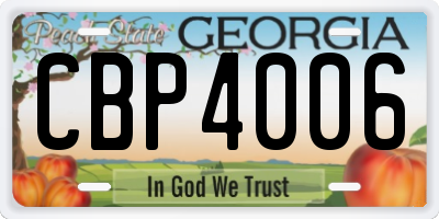 GA license plate CBP4006