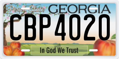 GA license plate CBP4020
