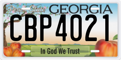 GA license plate CBP4021