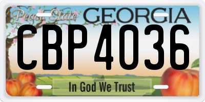 GA license plate CBP4036