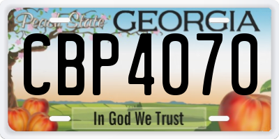 GA license plate CBP4070