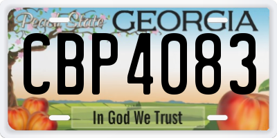 GA license plate CBP4083