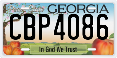 GA license plate CBP4086