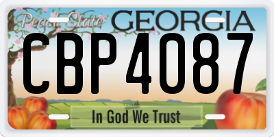 GA license plate CBP4087