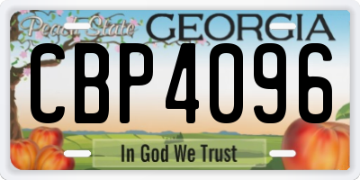 GA license plate CBP4096