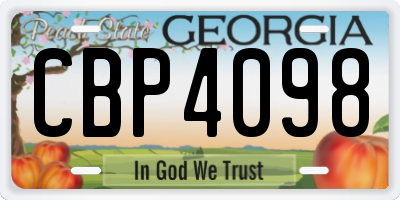 GA license plate CBP4098