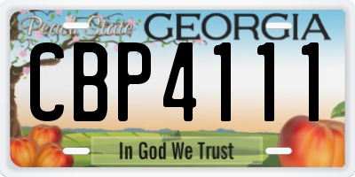 GA license plate CBP4111