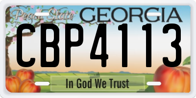 GA license plate CBP4113