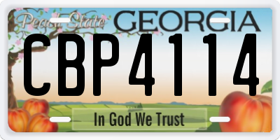 GA license plate CBP4114