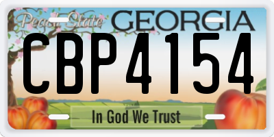 GA license plate CBP4154