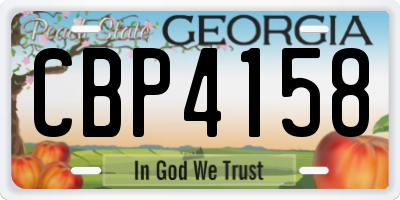 GA license plate CBP4158