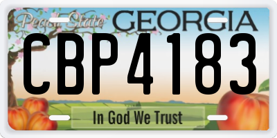 GA license plate CBP4183