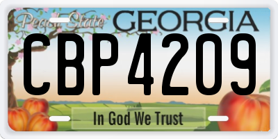 GA license plate CBP4209