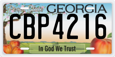 GA license plate CBP4216
