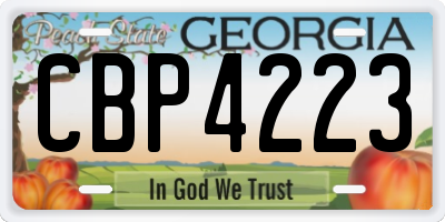 GA license plate CBP4223