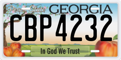 GA license plate CBP4232