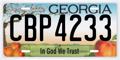 GA license plate CBP4233