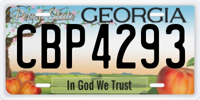 GA license plate CBP4293