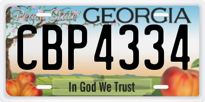 GA license plate CBP4334