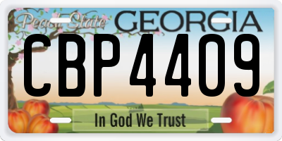GA license plate CBP4409