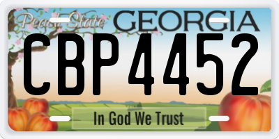 GA license plate CBP4452