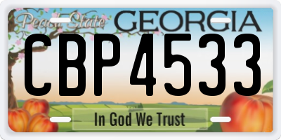 GA license plate CBP4533