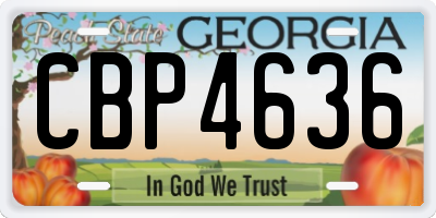GA license plate CBP4636