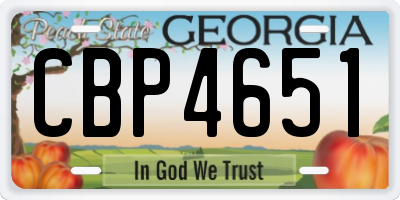 GA license plate CBP4651