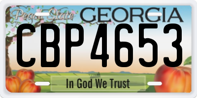 GA license plate CBP4653
