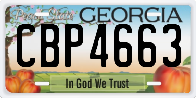 GA license plate CBP4663