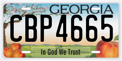 GA license plate CBP4665
