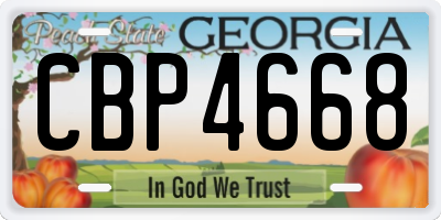 GA license plate CBP4668