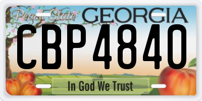 GA license plate CBP4840