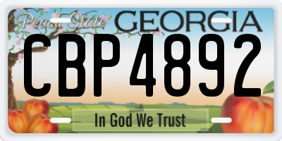 GA license plate CBP4892