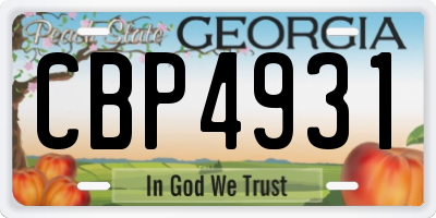 GA license plate CBP4931